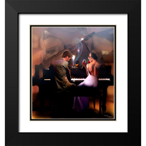 Cigar Bar Love Black Modern Wood Framed Art Print with Double Matting by Murray Henderson Fine Art