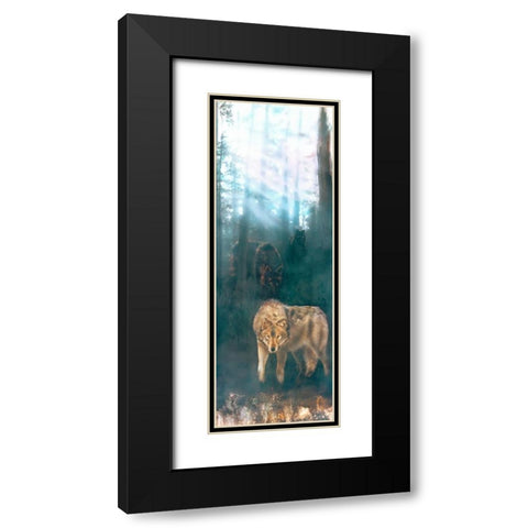 Wolves Merged Black Modern Wood Framed Art Print with Double Matting by Murray Henderson Fine Art