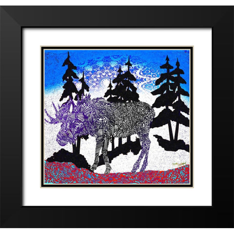 Moose Tracks Black Modern Wood Framed Art Print with Double Matting by Murray Henderson Fine Art