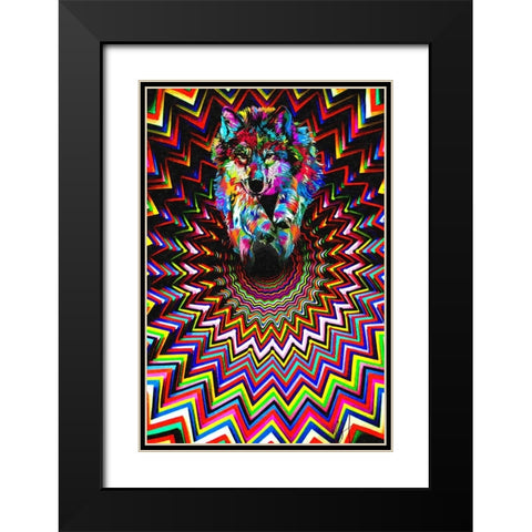 Wolf Run Black Modern Wood Framed Art Print with Double Matting by Murray Henderson Fine Art