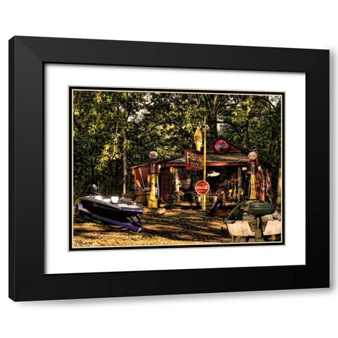 Fishing Camp Black Modern Wood Framed Art Print with Double Matting by Murray Henderson Fine Art