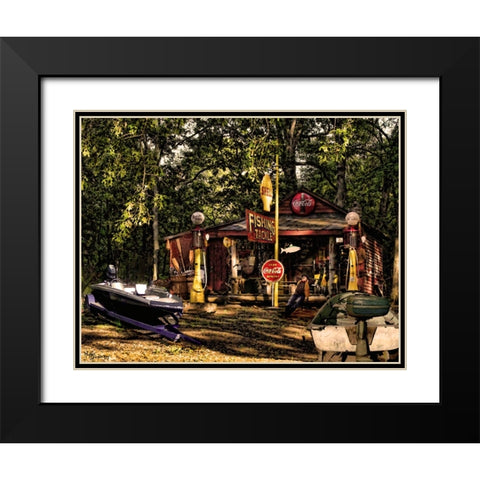 Fishing Camp Black Modern Wood Framed Art Print with Double Matting by Murray Henderson Fine Art