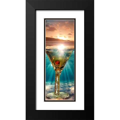Martini Beach Sundown Black Modern Wood Framed Art Print with Double Matting by Murray Henderson Fine Art
