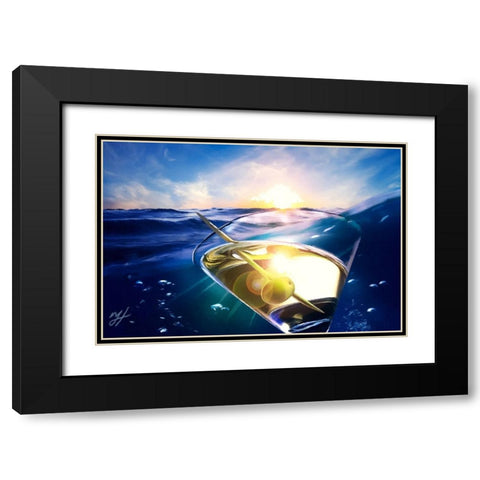 Sailing Martini Black Modern Wood Framed Art Print with Double Matting by Murray Henderson Fine Art