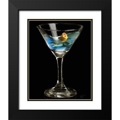 Sharktini Black Modern Wood Framed Art Print with Double Matting by Murray Henderson Fine Art
