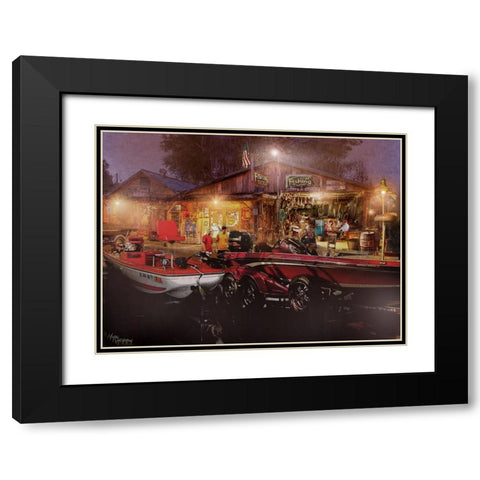 The Fishing Depot Black Modern Wood Framed Art Print with Double Matting by Murray Henderson Fine Art