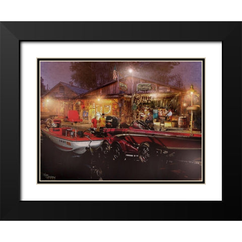The Fishing Depot Black Modern Wood Framed Art Print with Double Matting by Murray Henderson Fine Art