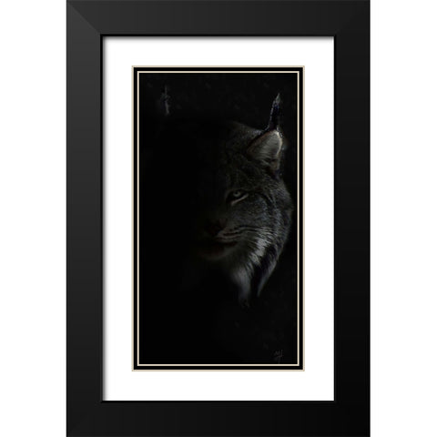 Lynx Stare Black Modern Wood Framed Art Print with Double Matting by Murray Henderson Fine Art
