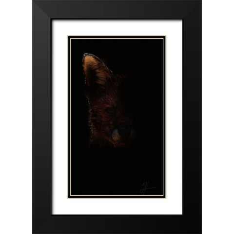 Out Fox Black Modern Wood Framed Art Print with Double Matting by Murray Henderson Fine Art
