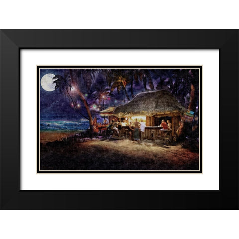 The Beach Bar Black Modern Wood Framed Art Print with Double Matting by Murray Henderson Fine Art