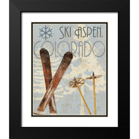Ski Destinations II Black Modern Wood Framed Art Print with Double Matting by Sparx Studio