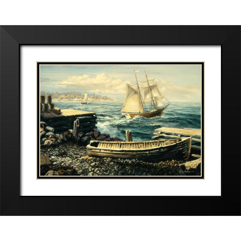 Coastal New England Black Modern Wood Framed Art Print with Double Matting by Boehme, Nicky