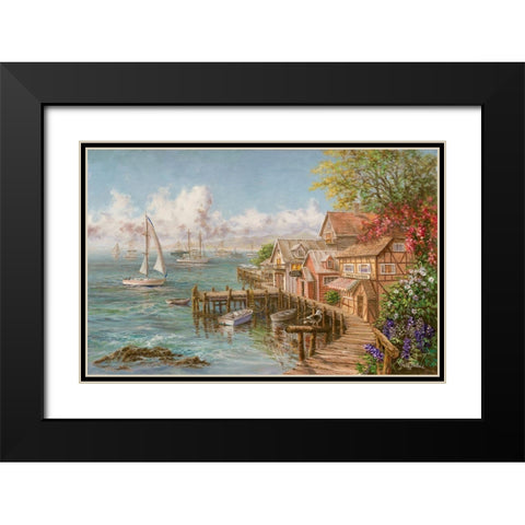 Marinerâ€™s Haven Black Modern Wood Framed Art Print with Double Matting by Boehme, Nicky