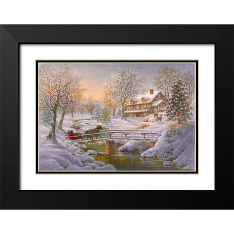 Over The Bridge To Grandmas House Black Modern Wood Framed Art Print with Double Matting by Boehme, Nicky