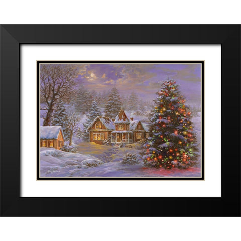 Happy Holidays Black Modern Wood Framed Art Print with Double Matting by Boehme, Nicky