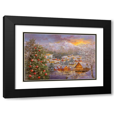 Seasons Greetings Black Modern Wood Framed Art Print with Double Matting by Boehme, Nicky