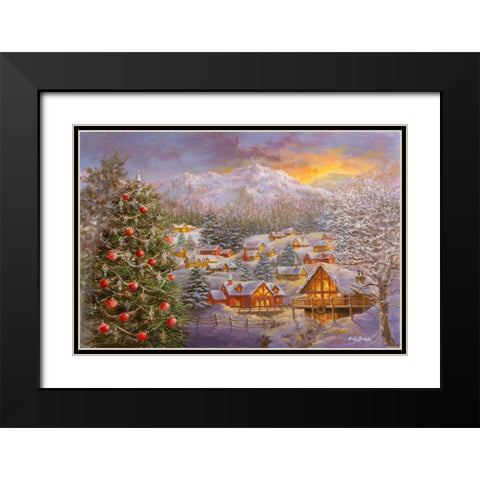 Seasons Greetings Black Modern Wood Framed Art Print with Double Matting by Boehme, Nicky