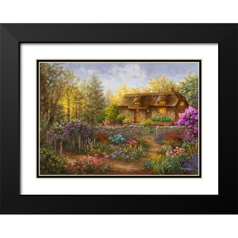 Cottage Garden in Full Bloom  Black Modern Wood Framed Art Print with Double Matting by Boehme, Nicky