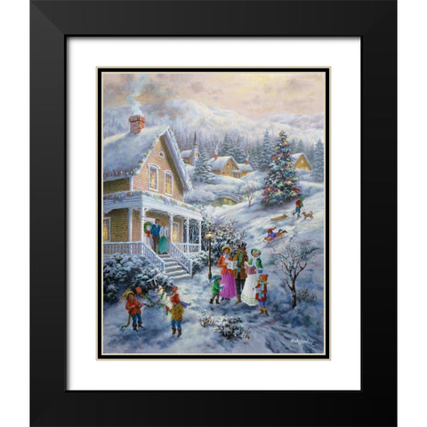 Carolers Black Modern Wood Framed Art Print with Double Matting by Boehme, Nicky