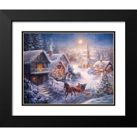 In A One Horse Open Sleigh Black Modern Wood Framed Art Print with Double Matting by Boehme, Nicky