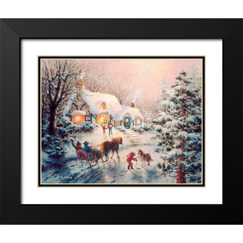 Christmas Visit Black Modern Wood Framed Art Print with Double Matting by Boehme, Nicky