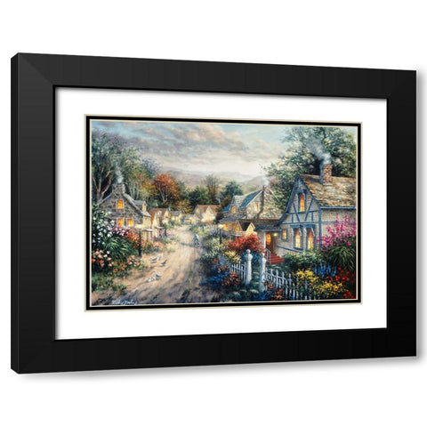 Down Cottage Lane Black Modern Wood Framed Art Print with Double Matting by Boehme, Nicky