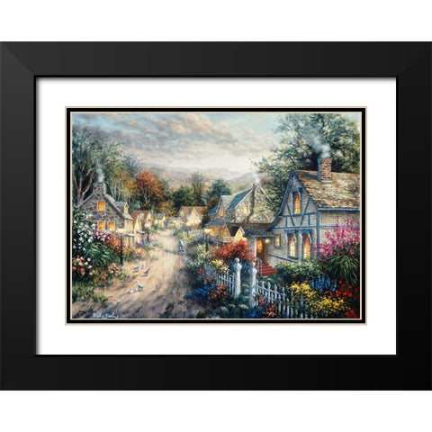 Down Cottage Lane Black Modern Wood Framed Art Print with Double Matting by Boehme, Nicky
