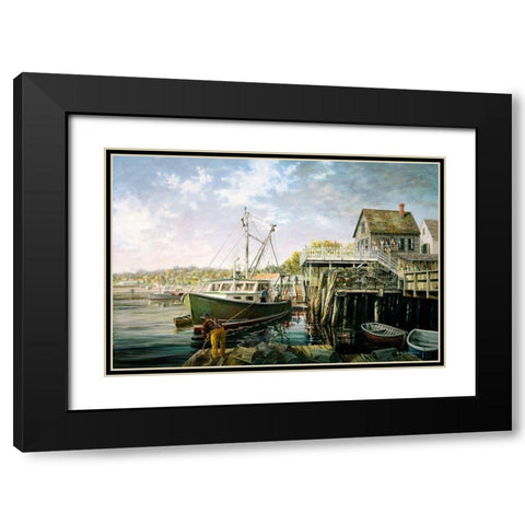 Snug Harbor Black Modern Wood Framed Art Print with Double Matting by Boehme, Nicky