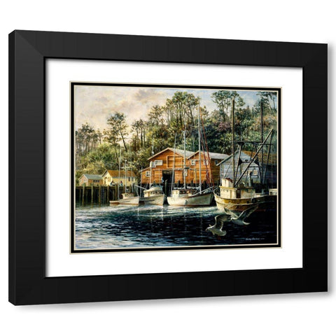 Fishes Fiercest Foursome Black Modern Wood Framed Art Print with Double Matting by Boehme, Nicky