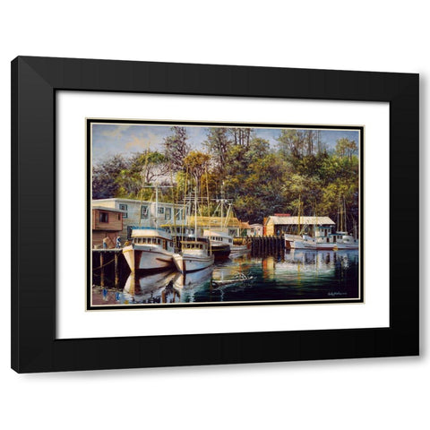 Lets Go Fishing Black Modern Wood Framed Art Print with Double Matting by Boehme, Nicky