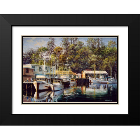 Lets Go Fishing Black Modern Wood Framed Art Print with Double Matting by Boehme, Nicky