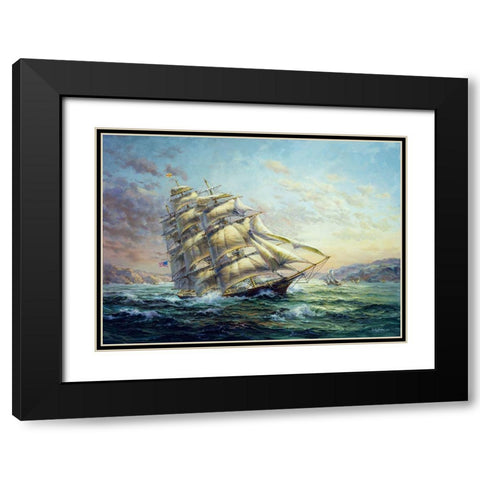 Clipper Ship Surprise Black Modern Wood Framed Art Print with Double Matting by Boehme, Nicky