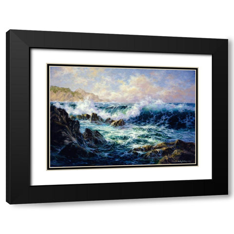 Morning Surf Black Modern Wood Framed Art Print with Double Matting by Boehme, Nicky