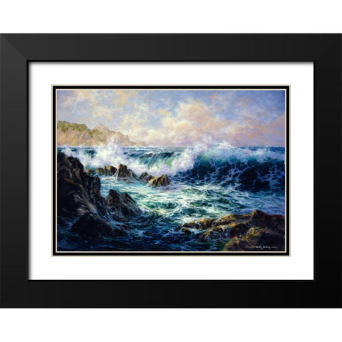 Morning Surf Black Modern Wood Framed Art Print with Double Matting by Boehme, Nicky