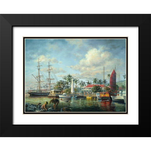 Lahaina Waterfront-Maui Black Modern Wood Framed Art Print with Double Matting by Boehme, Nicky