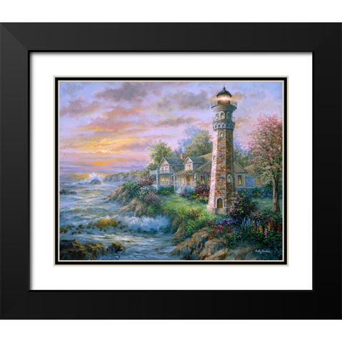 Lighthouse Haven 2 Black Modern Wood Framed Art Print with Double Matting by Boehme, Nicky