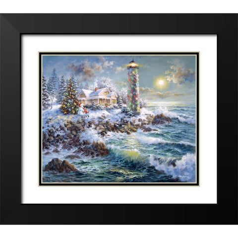 Lighthouse Merriment Black Modern Wood Framed Art Print with Double Matting by Boehme, Nicky