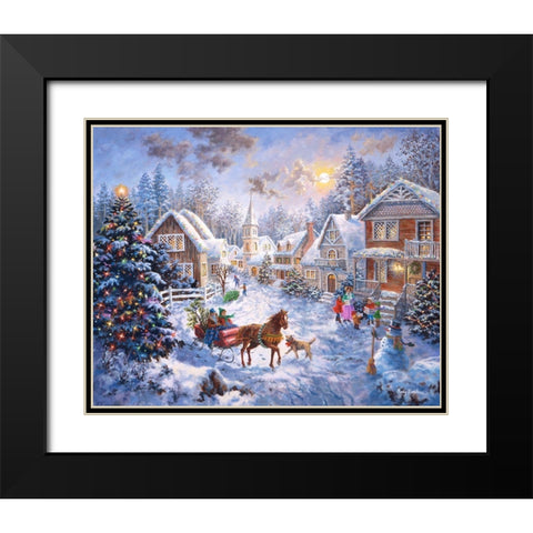Merry Christmas Black Modern Wood Framed Art Print with Double Matting by Boehme, Nicky