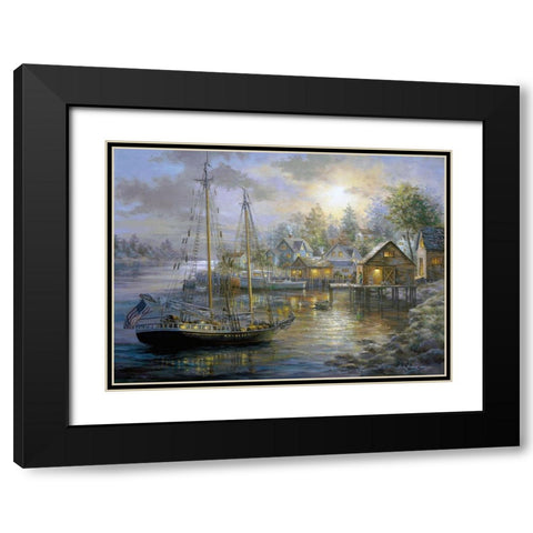 Harbor Town Black Modern Wood Framed Art Print with Double Matting by Boehme, Nicky
