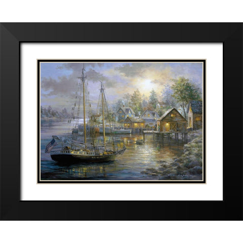 Harbor Town Black Modern Wood Framed Art Print with Double Matting by Boehme, Nicky