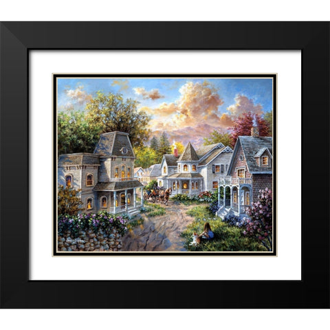Main Street Along A Country Village  Black Modern Wood Framed Art Print with Double Matting by Boehme, Nicky