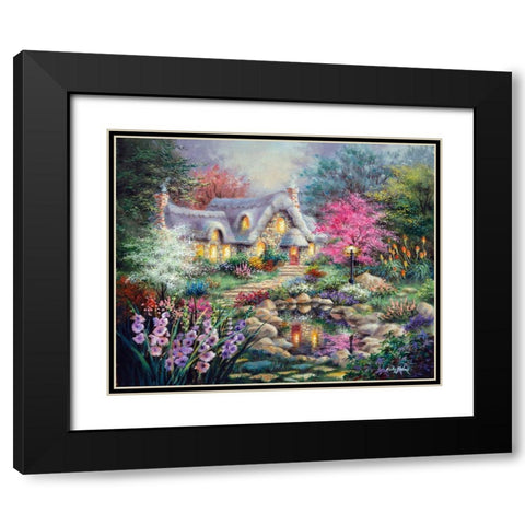 Cottage Pond Black Modern Wood Framed Art Print with Double Matting by Boehme, Nicky