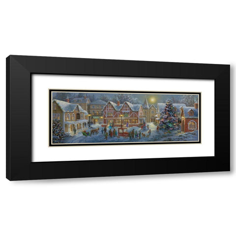 Christmas Village Panoramic Black Modern Wood Framed Art Print with Double Matting by Boehme, Nicky