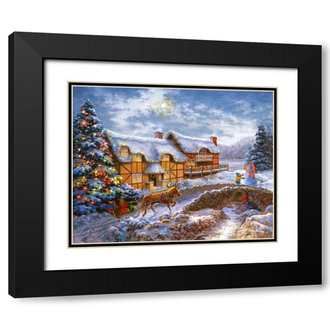 Country Cottages Black Modern Wood Framed Art Print with Double Matting by Boehme, Nicky