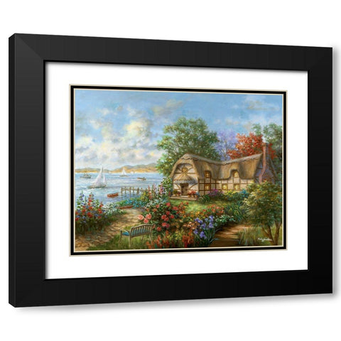 Seacove Cottage Black Modern Wood Framed Art Print with Double Matting by Boehme, Nicky
