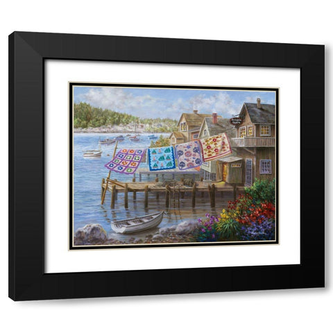 Dock Side Quilts Black Modern Wood Framed Art Print with Double Matting by Boehme, Nicky