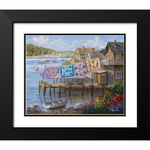 Dock Side Quilts Black Modern Wood Framed Art Print with Double Matting by Boehme, Nicky