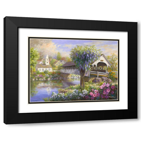 Picturesque Covered Bridge Black Modern Wood Framed Art Print with Double Matting by Boehme, Nicky