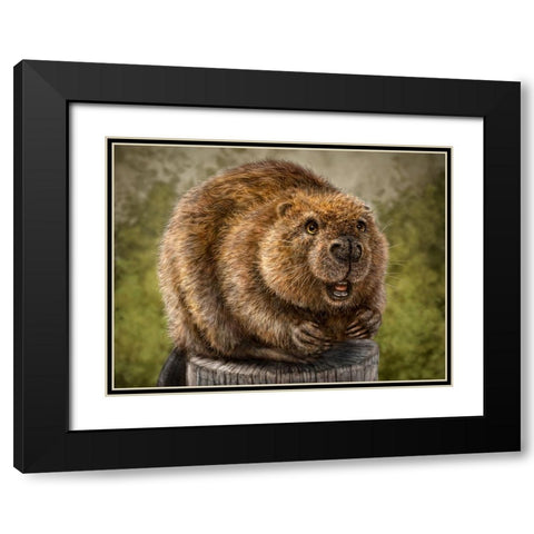 Beaver Totem Black Modern Wood Framed Art Print with Double Matting by LaMontagne, Patrick