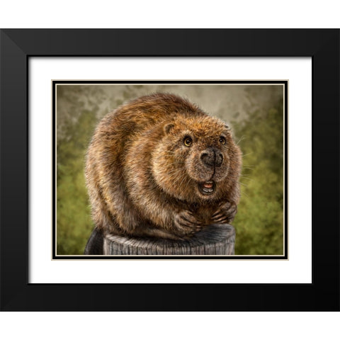 Beaver Totem Black Modern Wood Framed Art Print with Double Matting by LaMontagne, Patrick